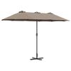 vidaXL Vrtni dežnik Taupe 370 x 197 x 239 cm Poliester in aluminij