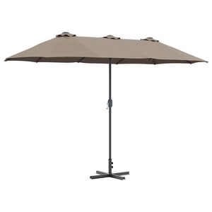 vidaXL Vrtni dežnik 370 x 197 x 239 cm Poliester in aluminij Taupe
