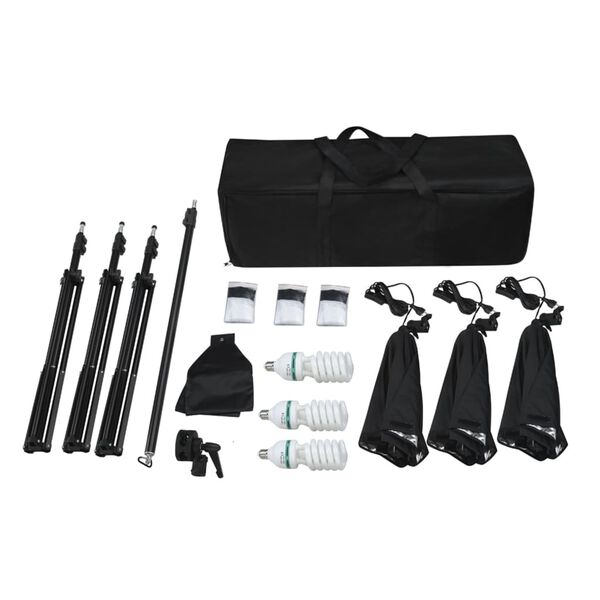 vidaXL Foto studijski komplet s softboxi, ozadjem in odbojnikom