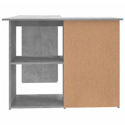 vidaXL Kotna pisalna miza betonsko siva 145x100x76 cm iverna plošča