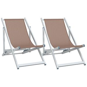 vidaXL Zložljivi stoli 2 kosa, rjavi aluminij in tekstil