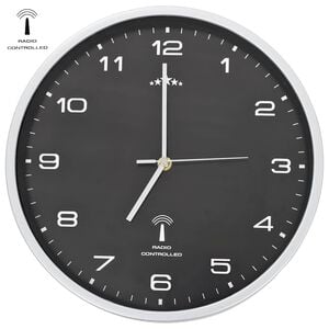 vidaXL Radijsko vodena stenska ura Quartz gibanje 31 cm črna