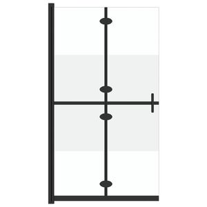 vidaXL Zložljiva pregrada za tu&scaron; delno mlečno ESG steklo 110x190 cm