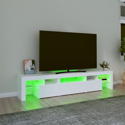vidaXL TV omarica z LED lučkami bela 200x36,5x40 cm