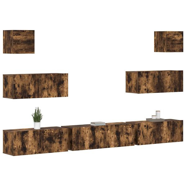 vidaXL Komplet TV omaric 7-delni dimljen hrast konstruiran les