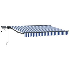 vidaXL Ročno senčilo s LED-ji Modra, Bela, Antracit 2,5 x 2 m