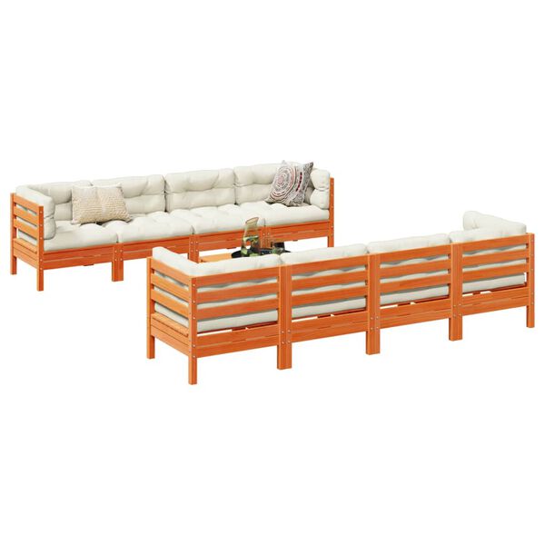 vidaXL Vrtna sedežna garnitura 9-delna z blazinami vo&scaron;čeno rjava