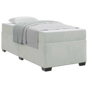 vidaXL Konstrukcija postelje z vzmetnico Svetlo siva 80 x 200 cm blago