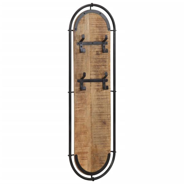 vidaXL Stenski obe&scaron;alnik za pla&scaron;če s 4 kavlji 2 kosa trden mangov les