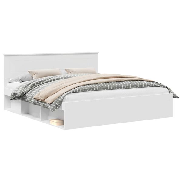 vidaXL Konstrukcija postelje Bela 180 x 200 cm Konstruiran les