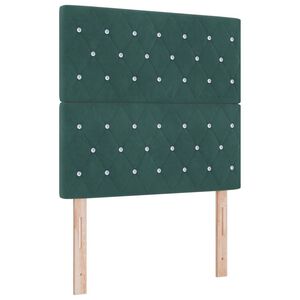 vidaXL LED Box Spring Postelja Temno zelena 100 x 200 cm Žamet