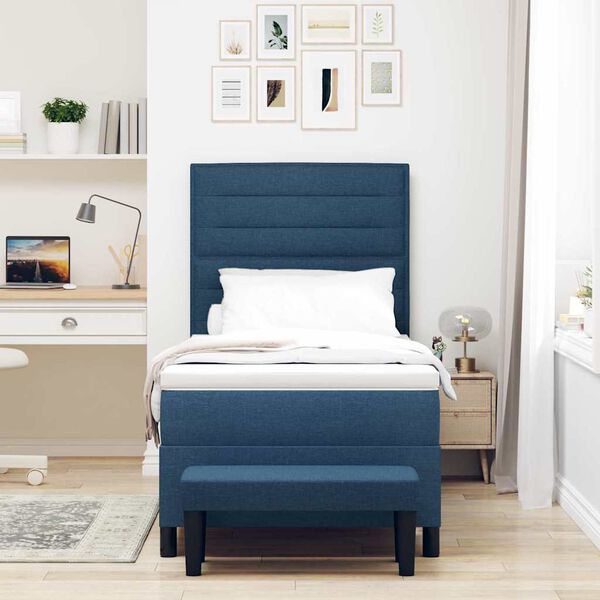 vidaXL Postelja z vzmetnico z vzmetnico Modra 90 x 200 cm blago