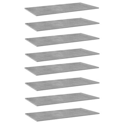 vidaXL Dodatne police za omaro 8 kosov betonsko sive 80x20x1,5 cm