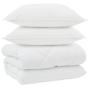 vidaXL Zimska posteljnina z blazino 3 pcs Bela Mikrovlakna