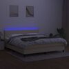 vidaXL Box spring postelja z vzmetnico LED krem 160x200 cm blago
