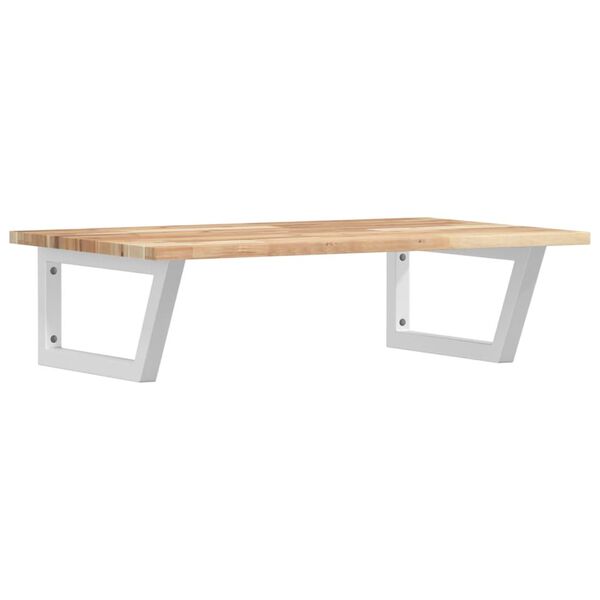 vidaXL Stenska polica za umivalnik jeklo in trden akacijev les