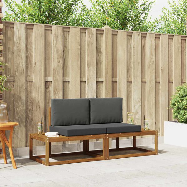 vidaXL Zunanja garnitura za sedenje z blazino 2 pcs Naravna