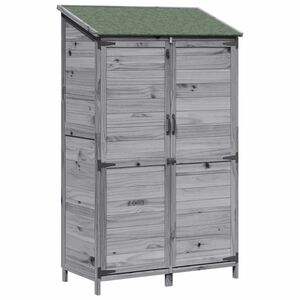 vidaXL Vrtno skladi&scaron;če s streho Siva 106,5 x 56 x 176 cm Trdna smreka
