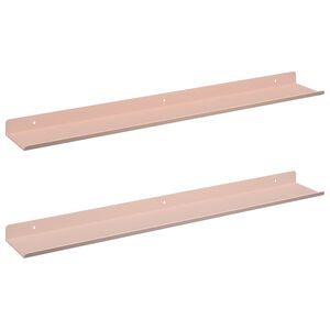 vidaXL Ležeča polica 2 kos Roza 60 x 8,5 x 2,5 cm Jeklo