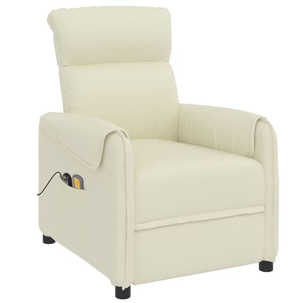 vidaXL Električni masažni naslanjač krem umetno usnje
