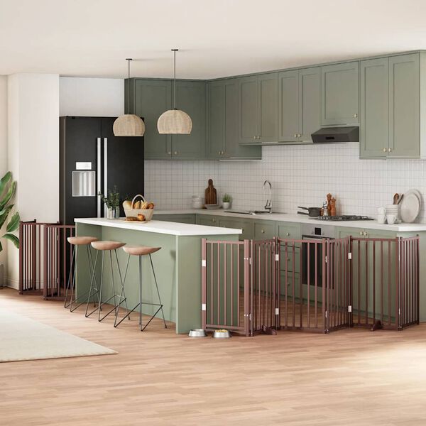 vidaXL Ograda za pse z vrati zložljiva 12 panelov rjava 600 cm les