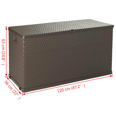 vidaXL Vrtna škatla za shranjevanje rjava 120x56x63 cm PP ratan