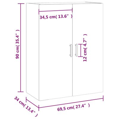 vidaXL Stenska omarica črna 69,5x34x90 cm