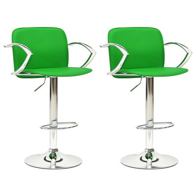 vidaXL Barski stolčki 2 kosa zeleno umetno usnje