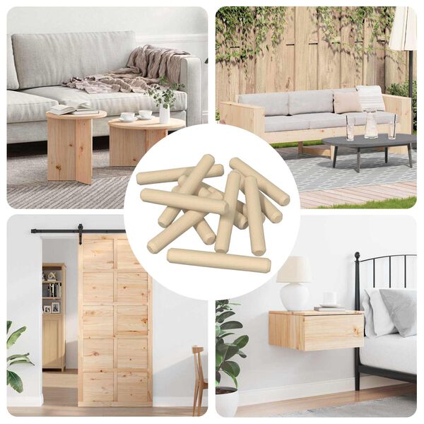 vidaXL Leseni zatiči 12 pcs Rjava &Oslash;8 x 50 mm Trden les