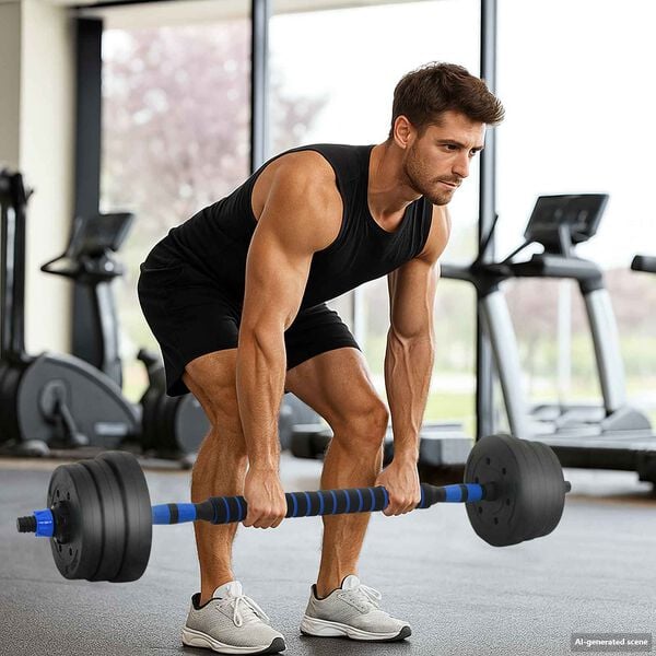 vidaXL 4-v-1 set dumbbelov Črna in modra 121 x 19,5 x 19,5 cm