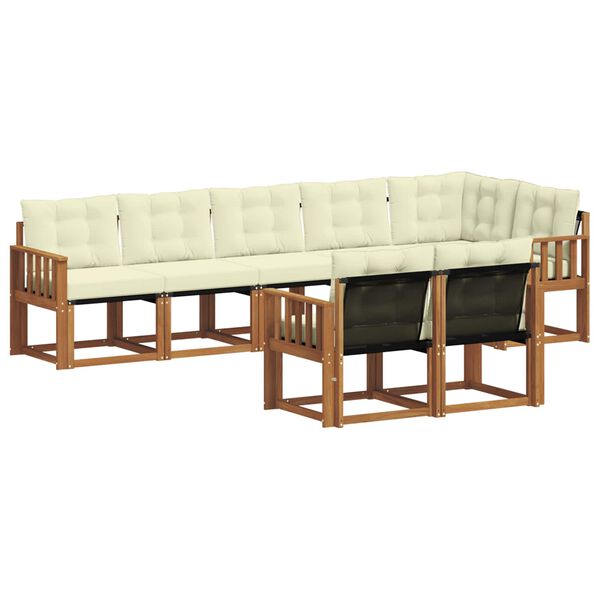 vidaXL Zunanja garnitura za sedenje z blazino 8 pcs Naravna in smetana