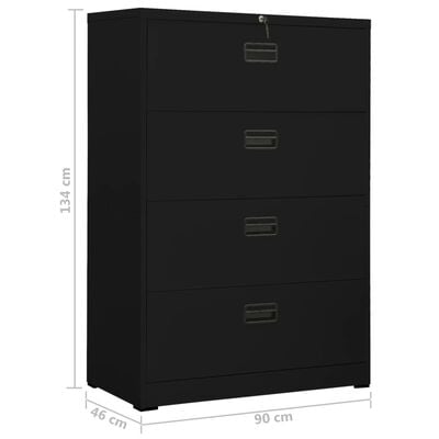 vidaXL Arhivska omarica črna 90x46x134 cm jeklo