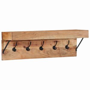 vidaXL Obe&scaron;alnik za pla&scaron;če Rjava 73 x 19 x 23 cm Trden akacijev les