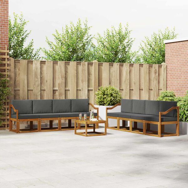 vidaXL Zunanja garnitura za sedenje 9 pcs Naravna in antracitna