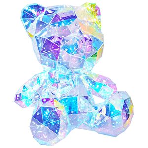 vidaXL Prizmatični mavrični LED medvedek večbarvno 32 x 28 x 38 cm