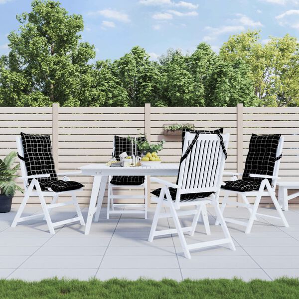 vidaXL Blazina za stol 4 kosi črna karirasta oxford tkanina