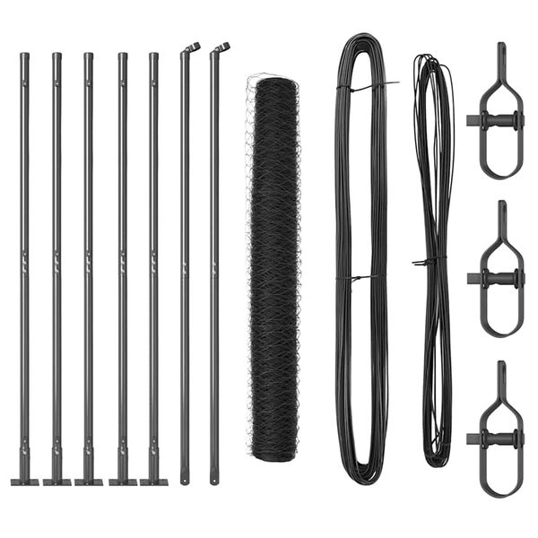 vidaXL Steber ograje. Siva 10 x 1 m (36 mm mreža) Jeklo in PVC