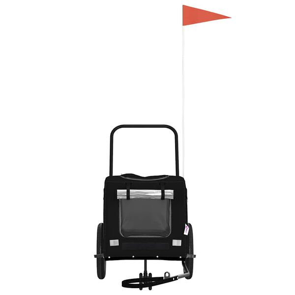 vidaXL Kolesarska prikolica za hišne ljubljenčke s shranjevanjem Črna