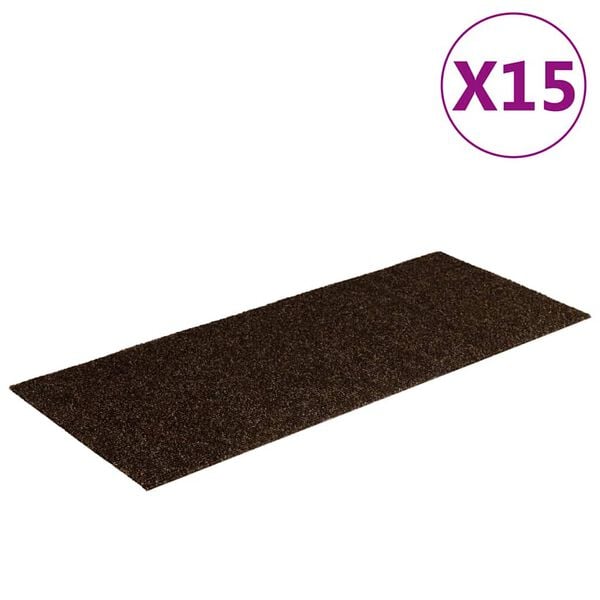 vidaXL Preproge za stopnice samolepilne 15 kosov 60 x 25 cm rjave pravokotne