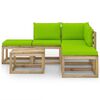 vidaXL Vrtna sedežna garnitura 6-delna s svetlo zelenimi blazinami