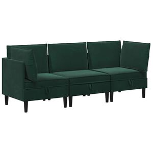 vidaXL Komplet pohi&scaron;tva za dnevno sobo 3 pcs Temno zelena Žamet