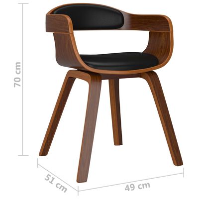 vidaXL Jedilni stol 2 kosa črn ukrivljen les in umetno usnje