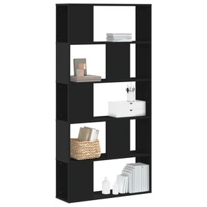 vidaXL Knjižna omara 5-nadstropna črna 80,5x23,5x162,5 cm inž. les