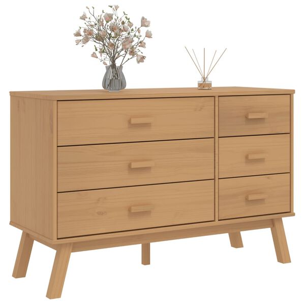 vidaXL Predalnik OLDEN rjava trdna borovina