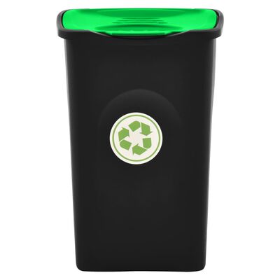 vidaXL Koš za smeti s pokrovom na tečajih 50 L črn in zelen