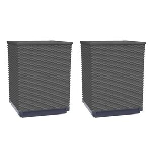 vidaXL Visok lonec 2 kosa črn 30x30x37 cm polipropilen