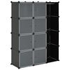 vidaXL Modularna omarica z 9 predelki 109x36,5x143 cm črno bela