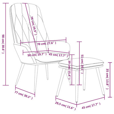 vidaXL Stol za sproščanje s stolčkom svetlo siv žamet
