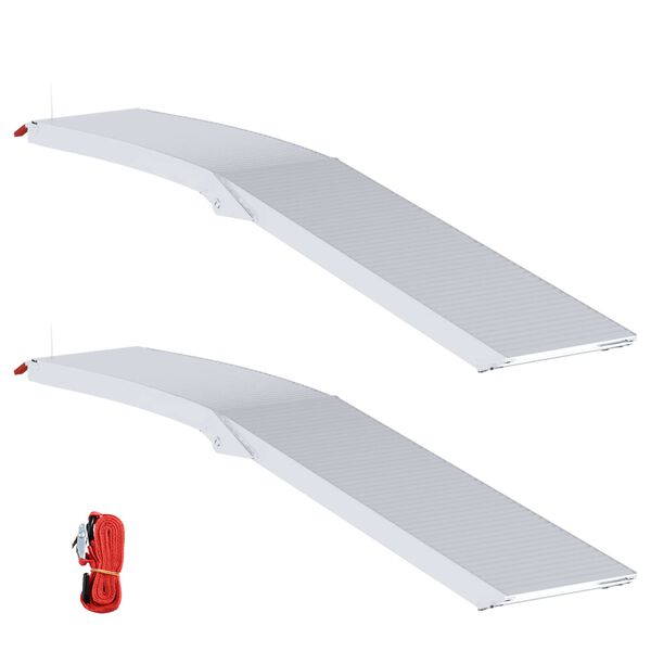 vidaXL Ramp za nalaganje 2 pcs srebrna 205 x 28 x 5 cm Aluminij