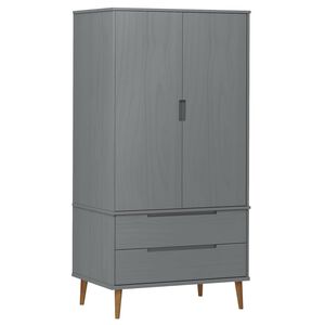 vidaXL Garderobna omara MOLDE siva 90x55x175 cm trdna borovina